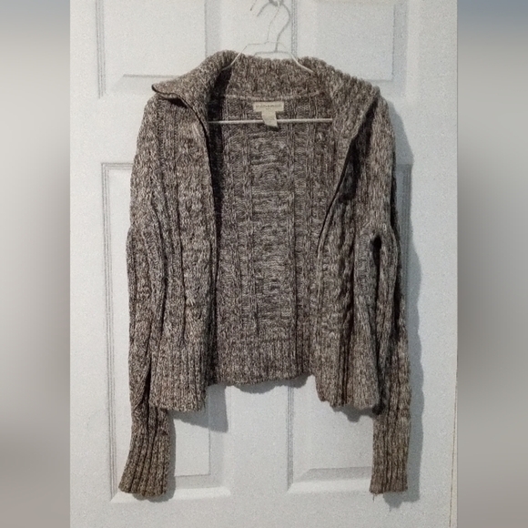 Banana Republic brown and white zip up sweater, size medium. - Picture 1 of 3